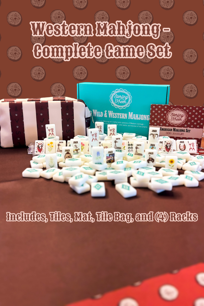 Wild West Mahjong SET, includes Tiles, Racks (4), Tile bag, and