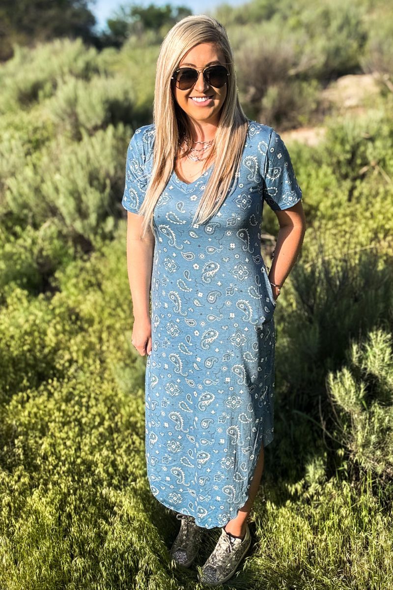 blue bandanna dress Bandana Babe Blue Maxi Dress – Sterling Kreek