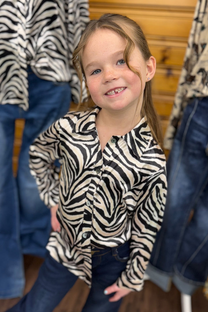 Mini Cowgirl Safari Button Up