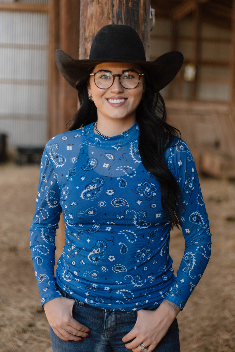 Bandana Babe Mesh Top Blue