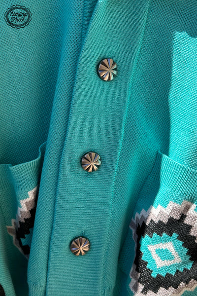 VINTAGE VAQUERA KNIT SWEATER TURQUOISE