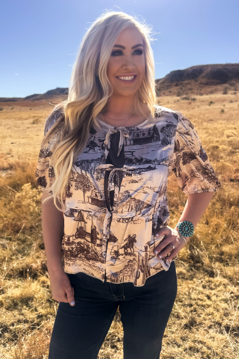 Life on the Ranch Tie Top