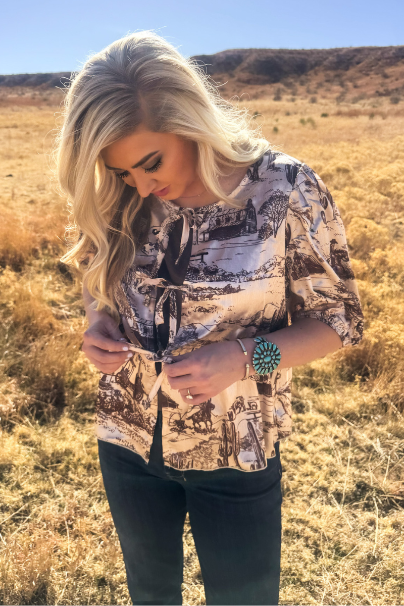 Life on the Ranch Tie Top