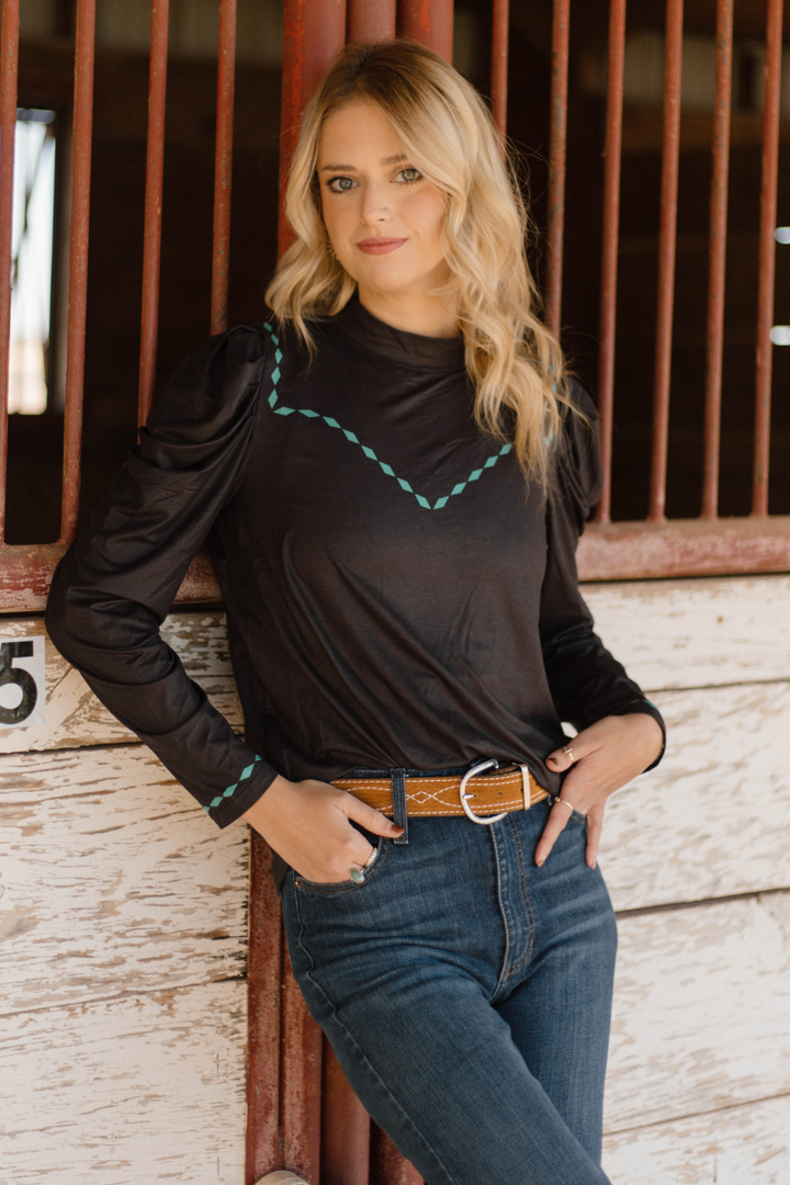 Midnight Buckstitch Top