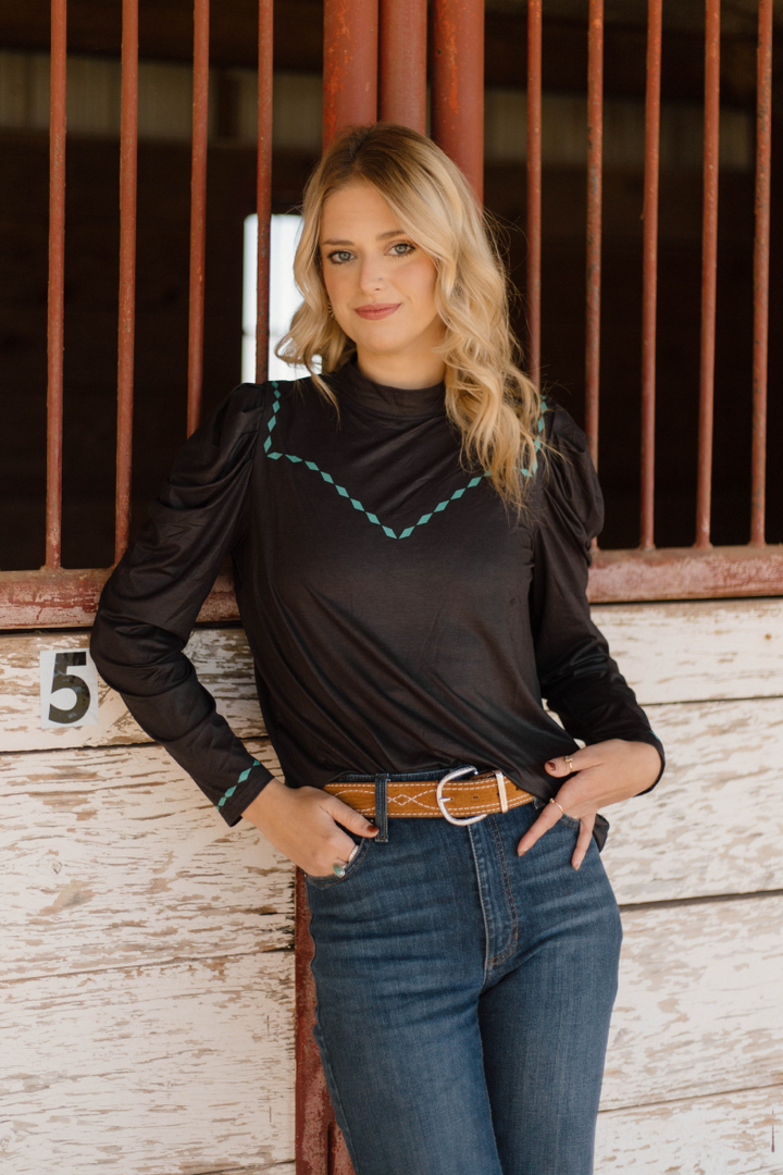 Midnight Buckstitch Top