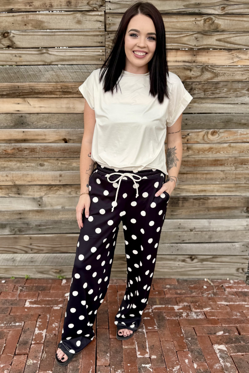 Polka Dot Posie Pants - Black