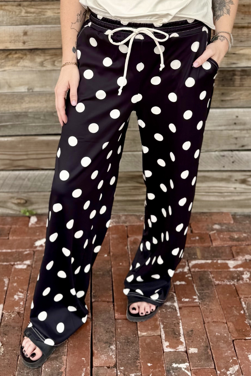 Polka Dot Posie Pants - Black