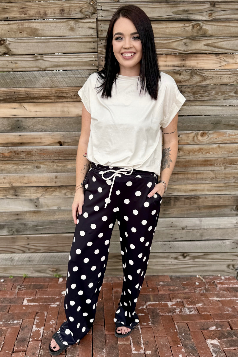 Polka Dot Posie Pants - Black