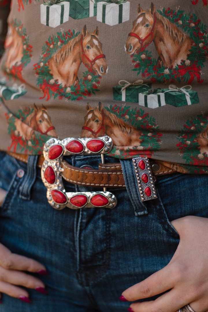 Buckle Up Belt Buckle Red