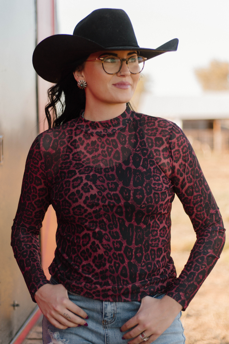 Sideline Spirit Maroon Mesh Top