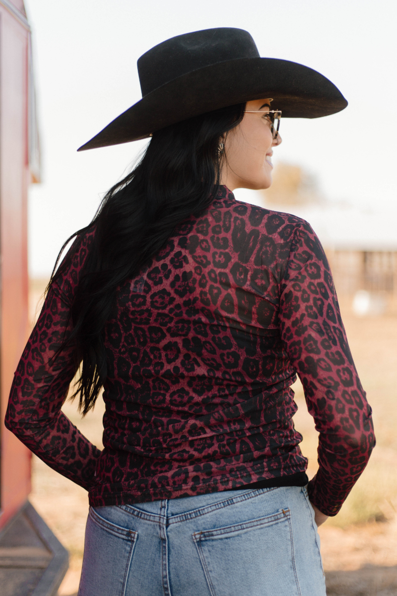 Sideline Spirit Maroon Mesh Top