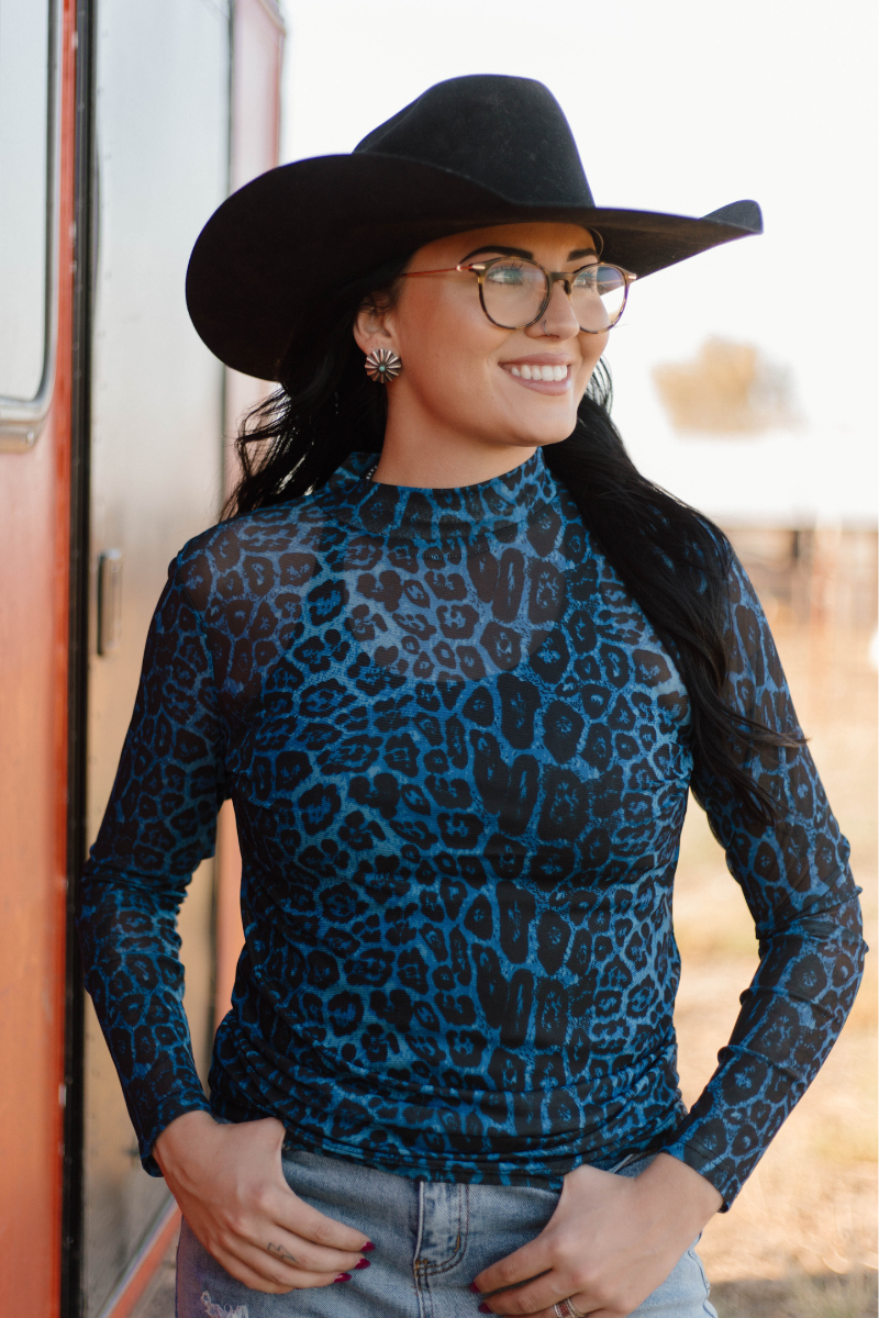 Sideline Spirit Blue Mesh Top