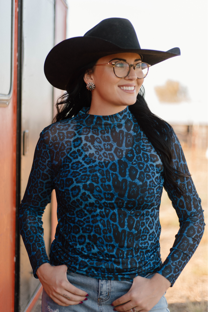 Sideline Spirit Blue Mesh Top