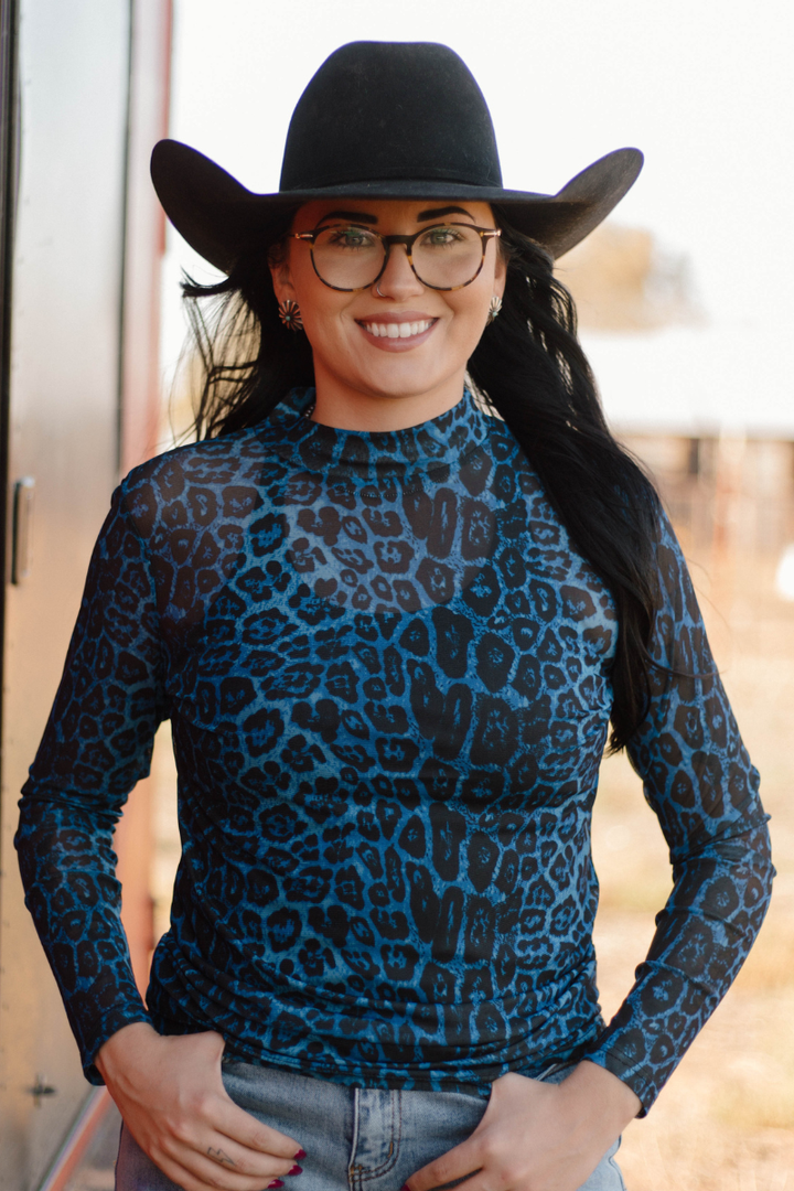 Sideline Spirit Blue Mesh Top