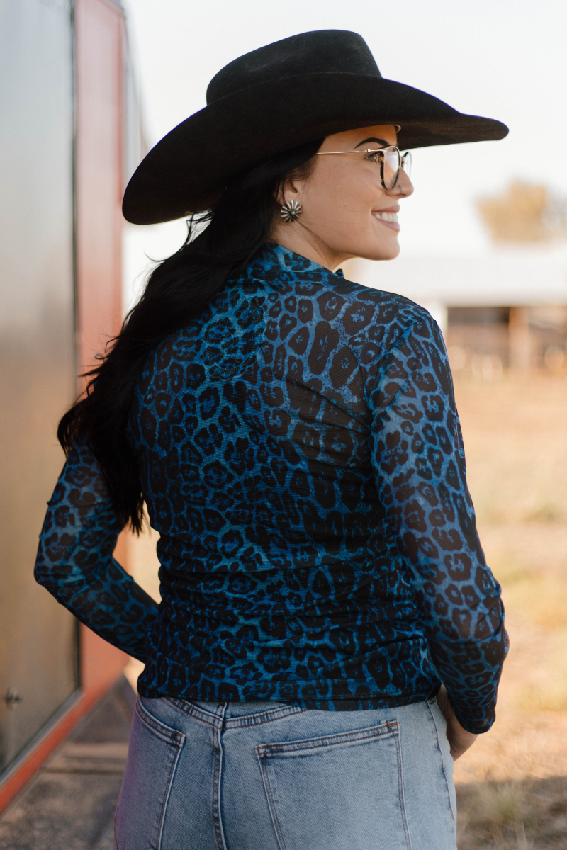 Sideline Spirit Blue Mesh Top