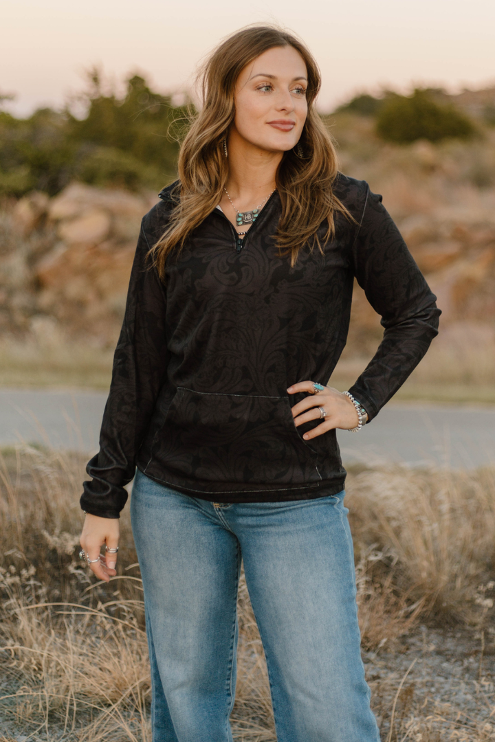 Tooled in Black Pullover