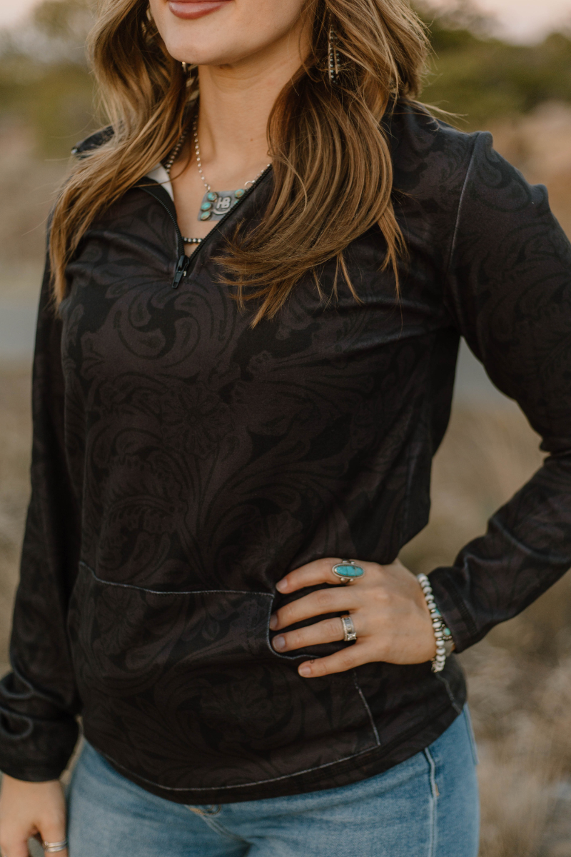 Tooled in Black Pullover