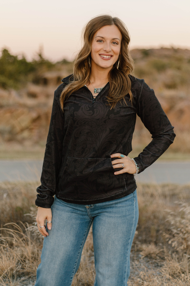 Tooled in Black Pullover