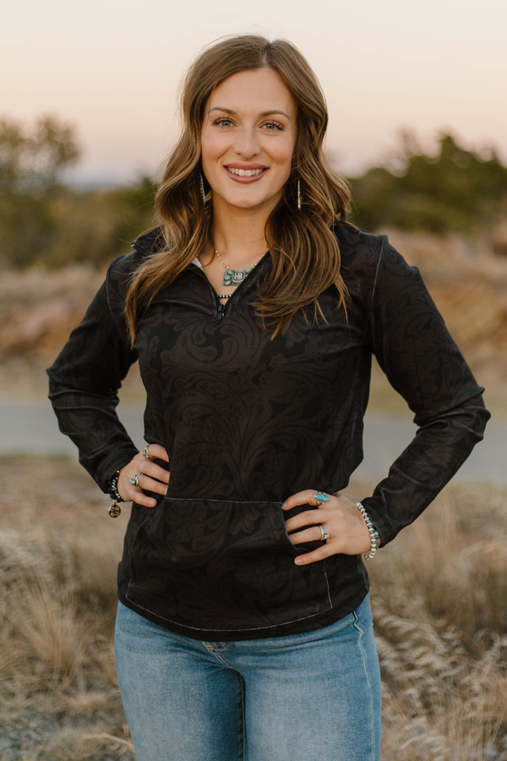 Tooled in Black Pullover