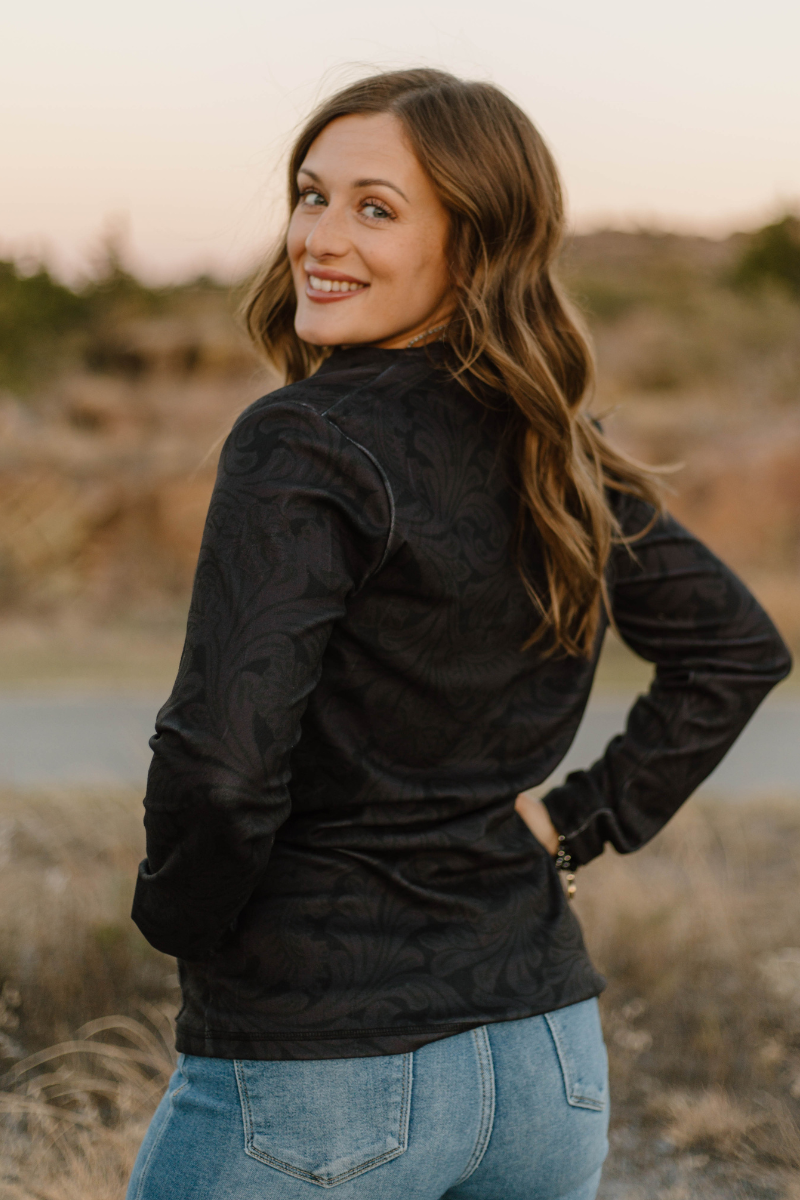 Tooled in Black Pullover