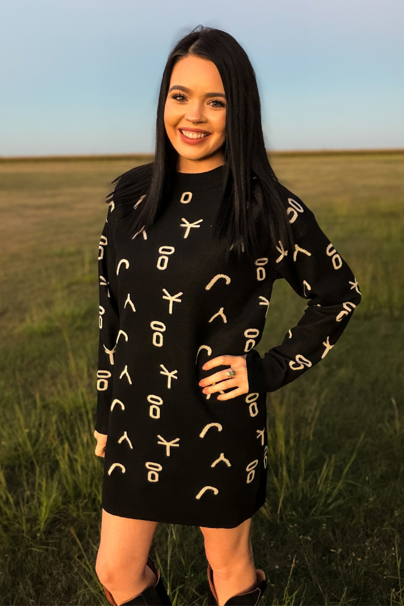 Ranch Stamped Sweater Dress