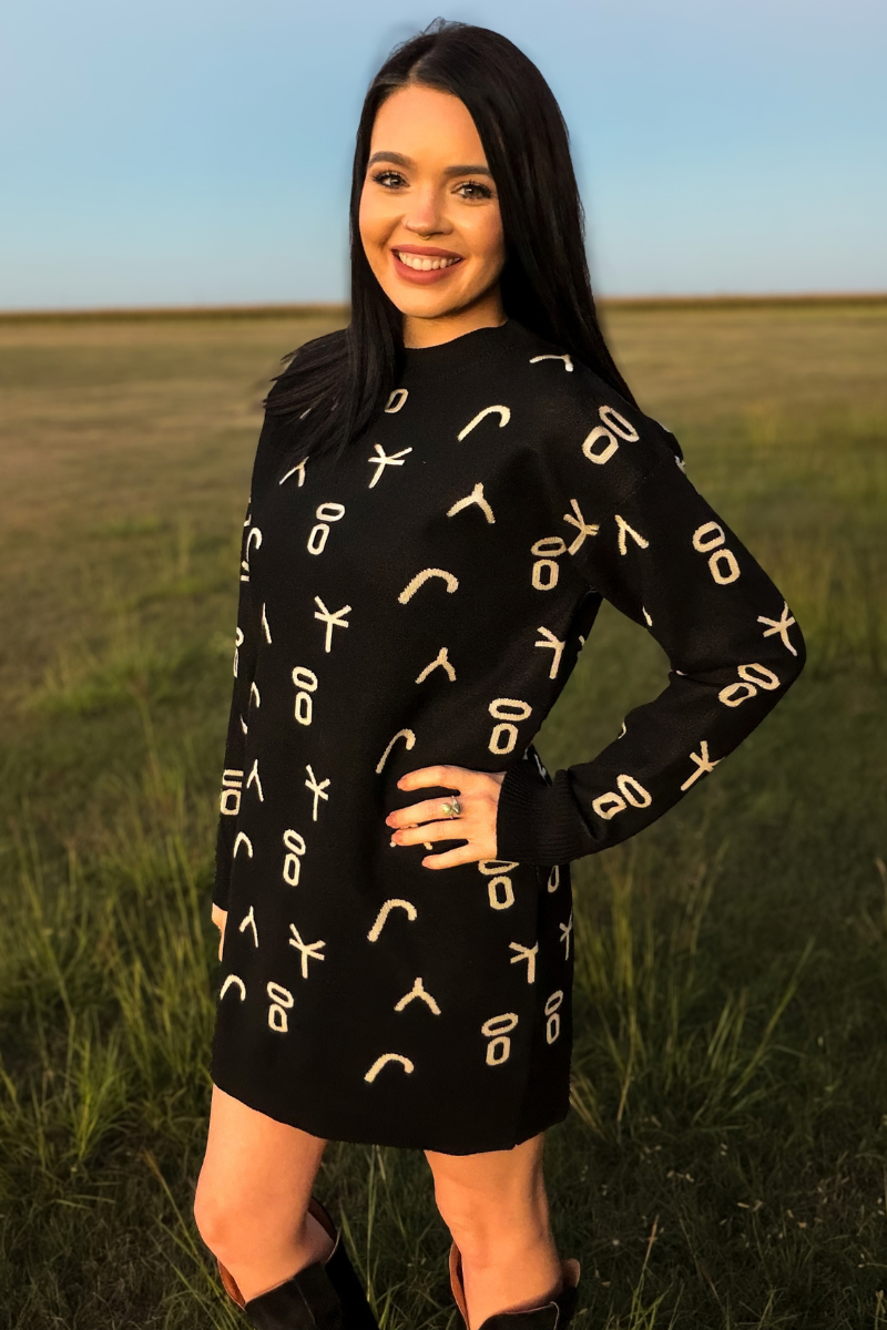 Ranch Stamped Sweater Dress