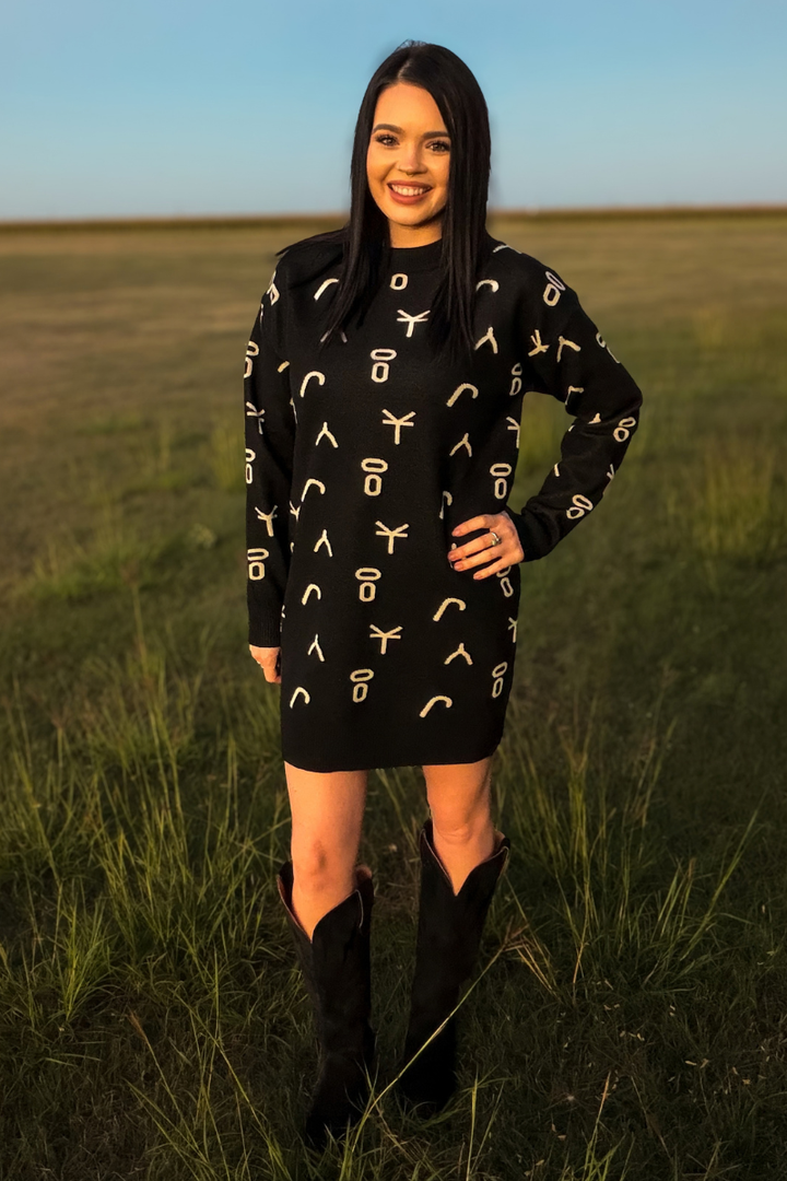Ranch Stamped Sweater Dress