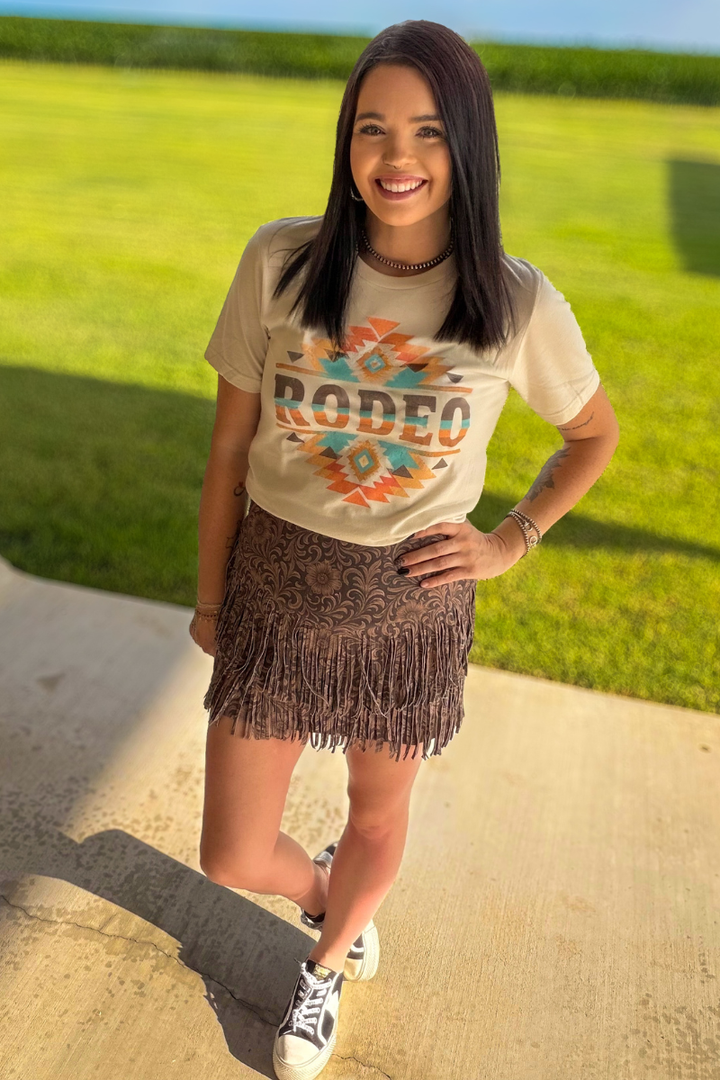 Fort Worth Fringe Skirt - Tooled Leather