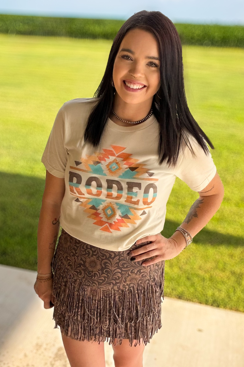 Fort Worth Fringe Skirt - Tooled Leather