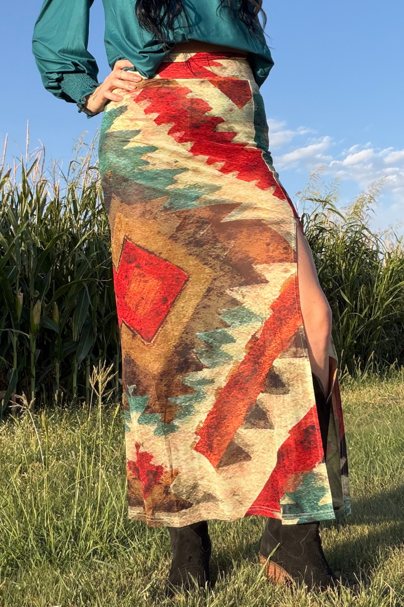 Aztec Sundown Slit Skirt