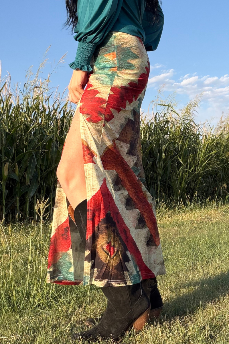 Aztec Sundown Slit Skirt