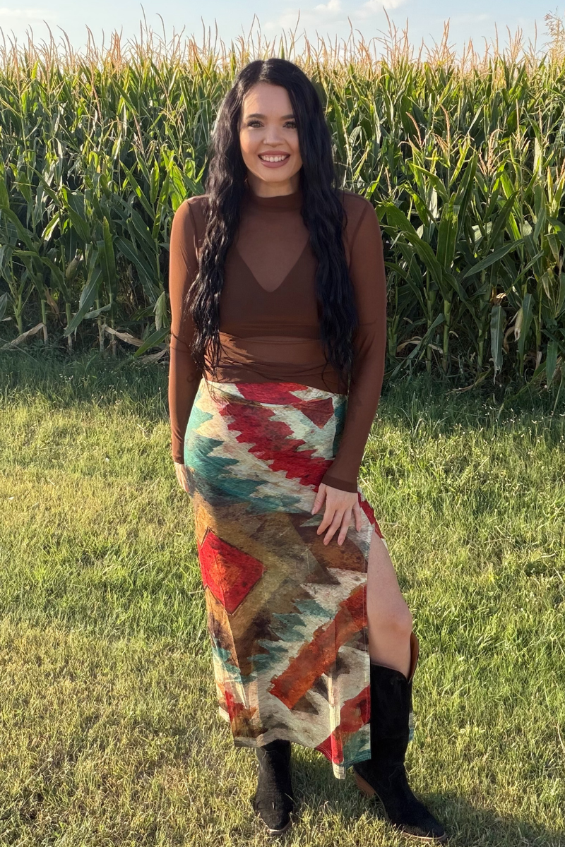 Aztec Sundown Slit Skirt