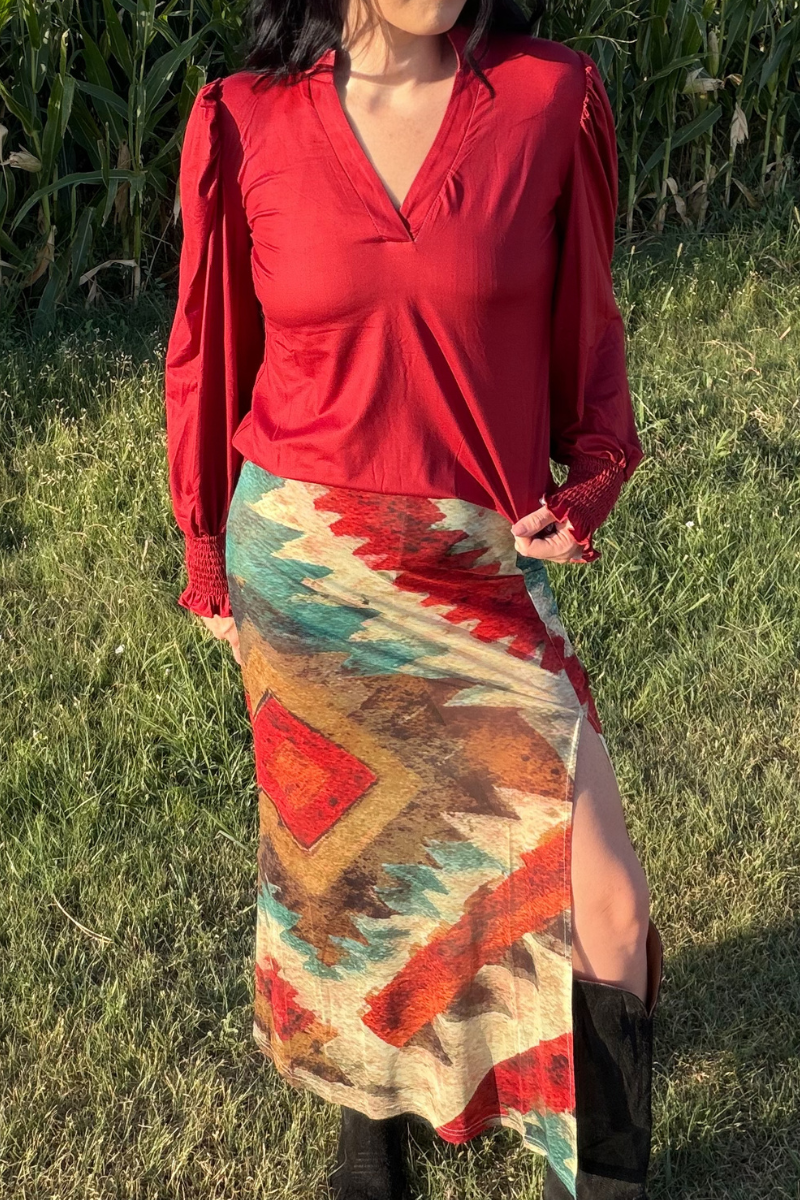 Aztec Sundown Slit Skirt