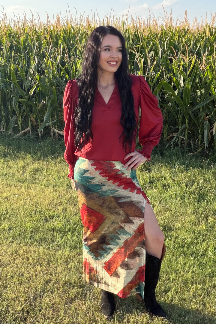 Aztec Sundown Slit Skirt