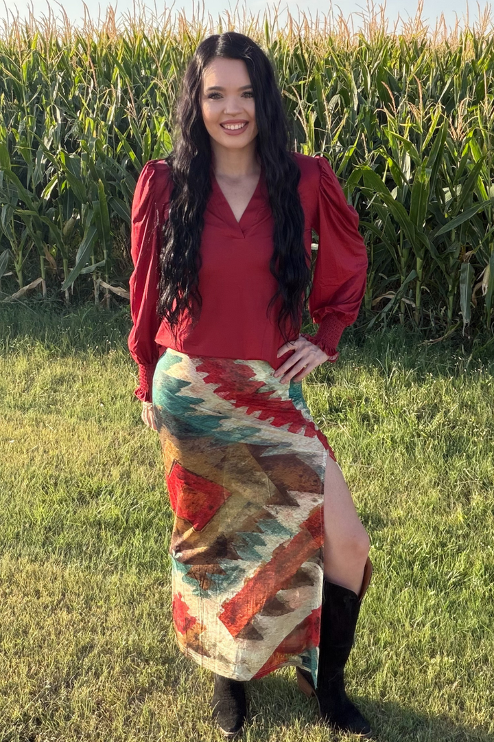 Aztec Sundown Slit Skirt