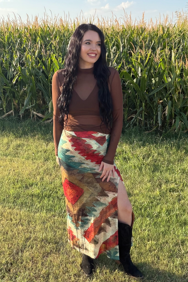 Aztec Sundown Slit Skirt