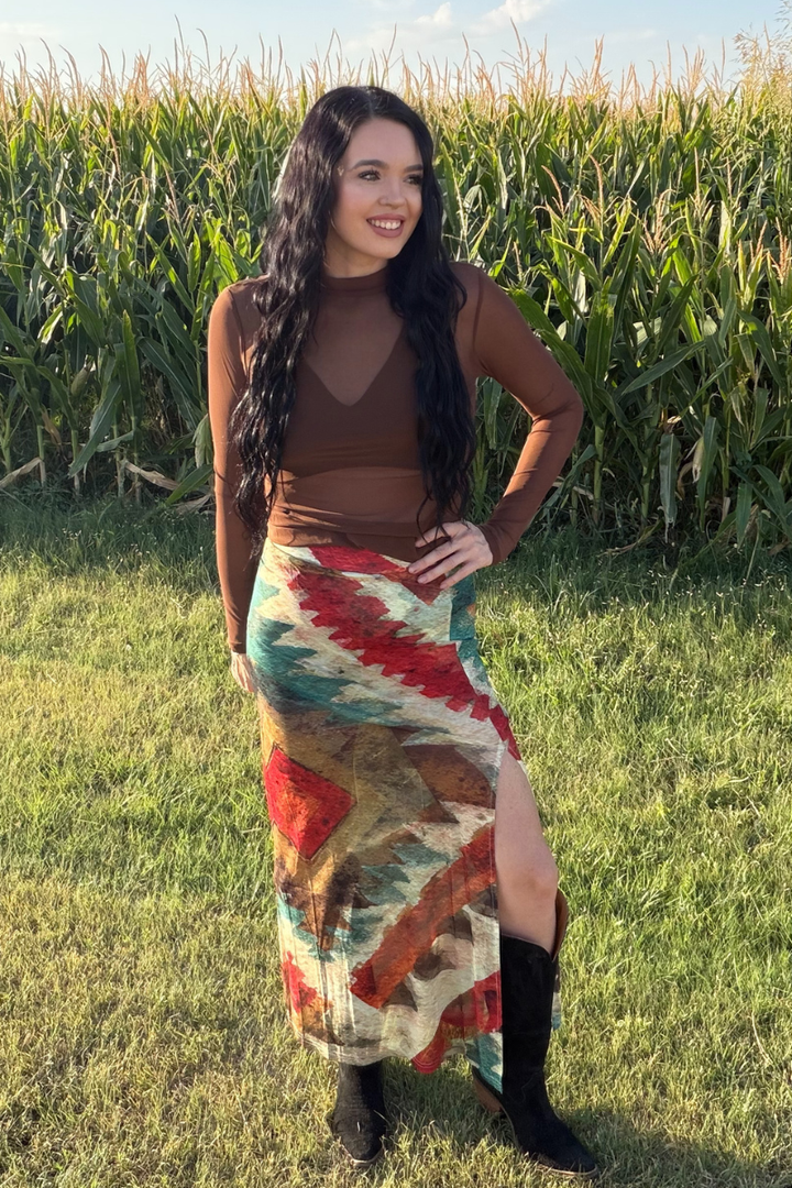 Aztec Sundown Slit Skirt