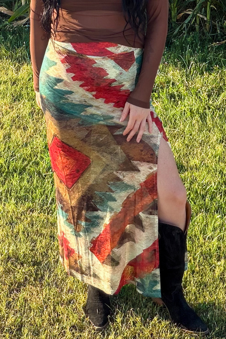 Aztec Sundown Slit Skirt