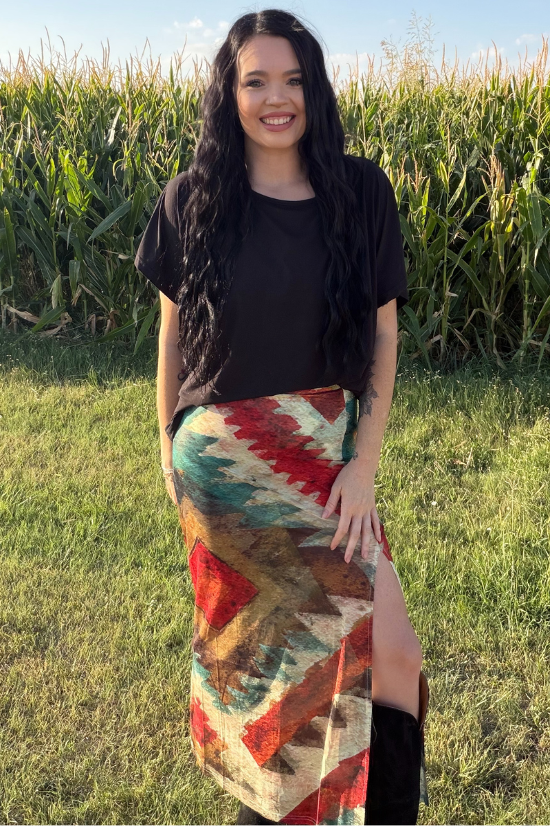Aztec Sundown Slit Skirt