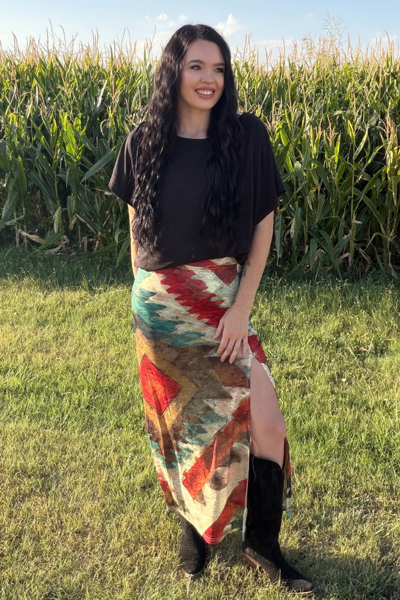 Aztec Sundown Slit Skirt