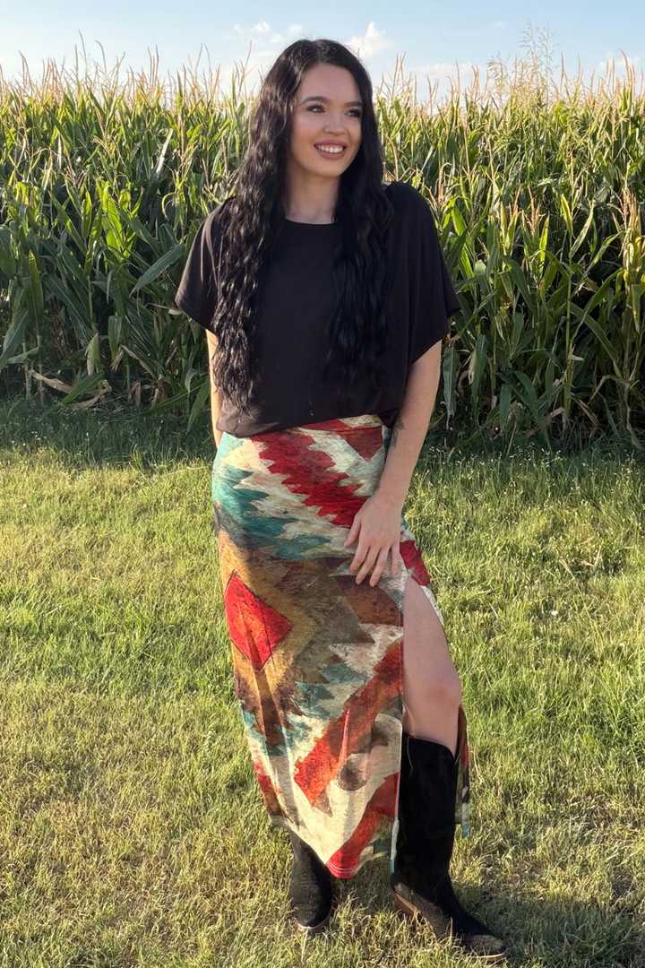 Aztec Sundown Slit Skirt