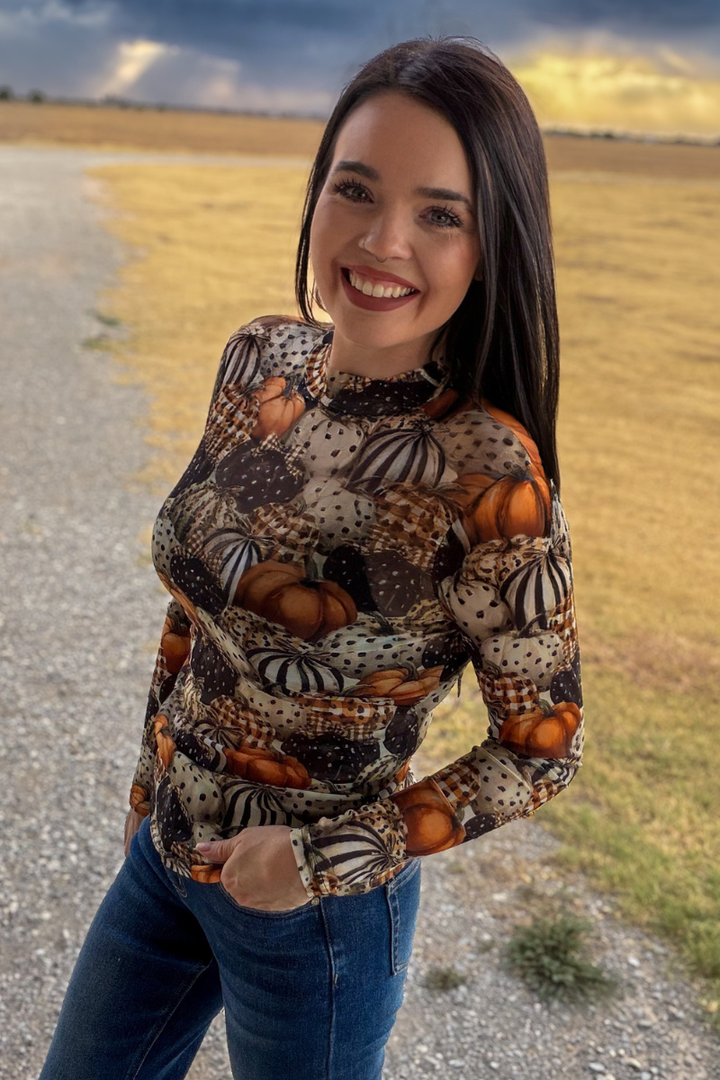 Fall Charm Mesh Top