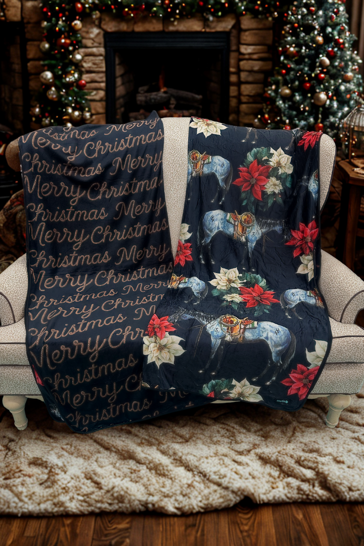 Branded Blu Christmas Blanket