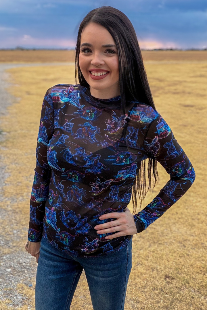 Neon Rodeo Road Mesh Top