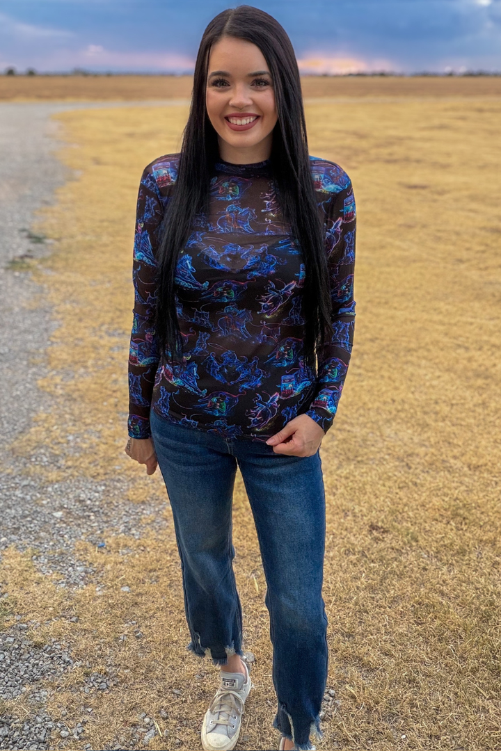 Neon Rodeo Road Mesh Top