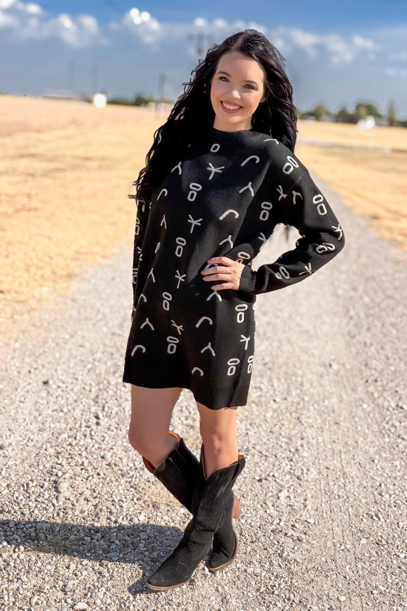 Ranch Stamped Sweater Dress