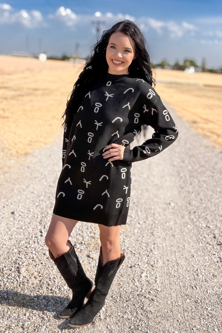 Ranch Stamped Sweater Dress