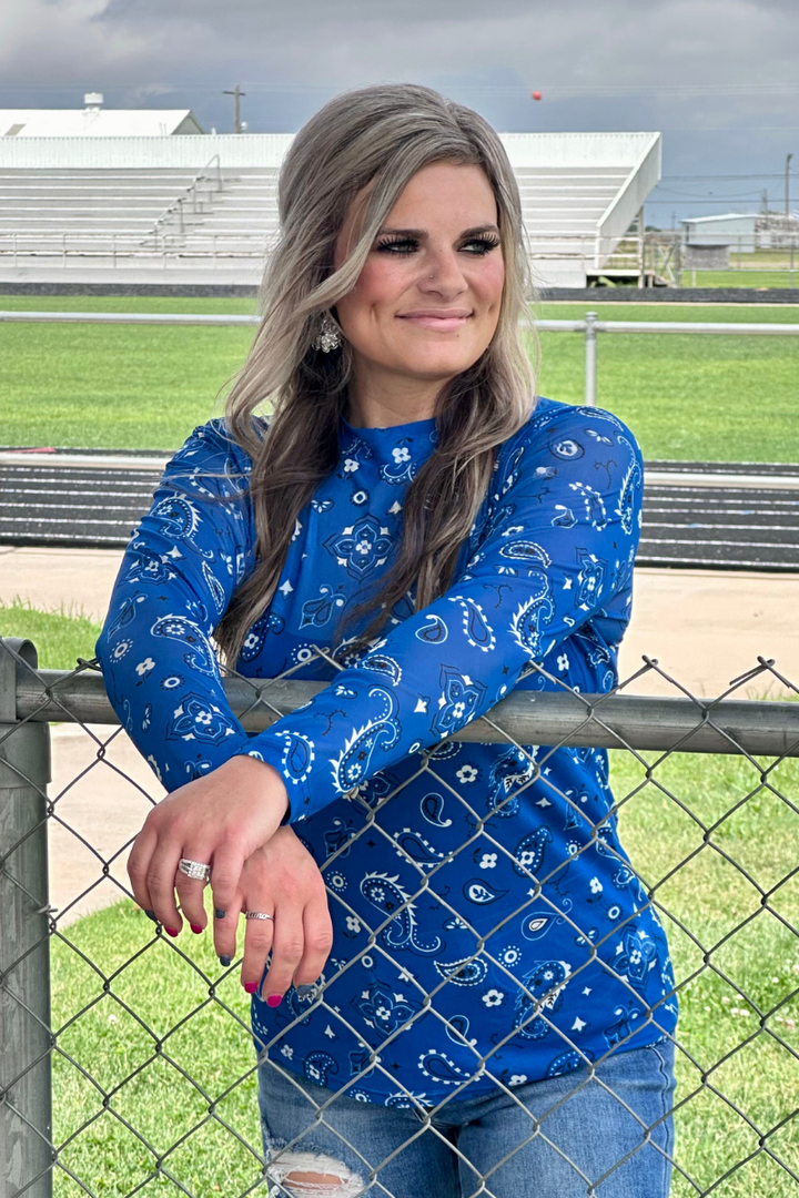 Bandana Babe Mesh Top Blue