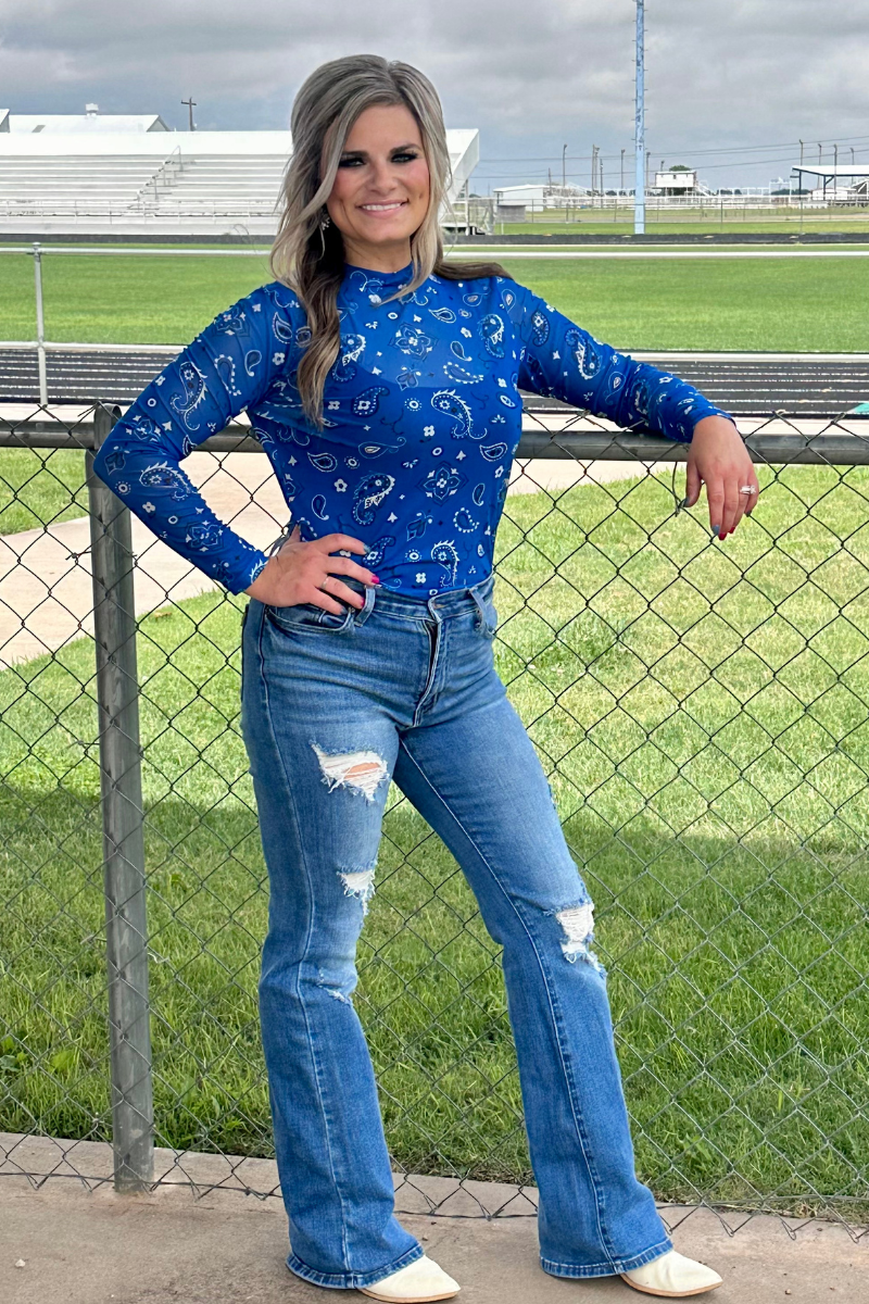 Bandana Babe Mesh Top Blue