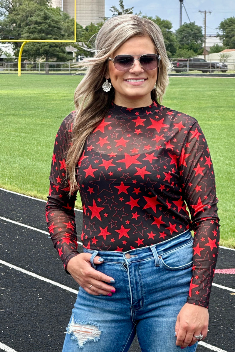 Go Team Go Red and Black Mesh